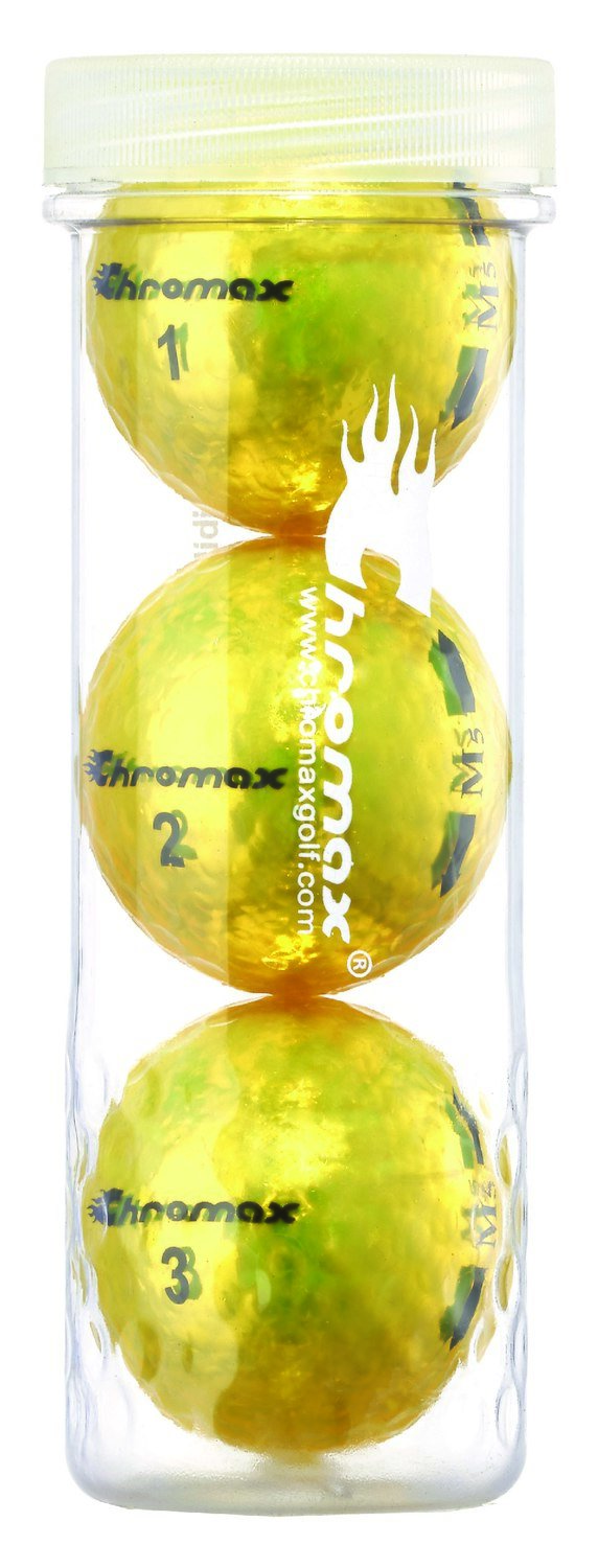Chromax® Colored Yellow Golf Balls - Metallic M5 3 Ball Tube