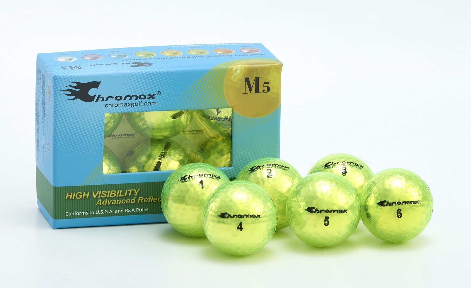 Chromax green neon golf ball M5 open 6-pack