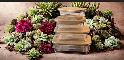kitchen food storage container sets of 4 (No Engraving-$40), with engraving $55.00