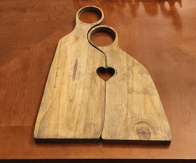Custom Heart-Shaped Emblem Cutting Board - Perfect Couples&#39; Gift!
 no engraving $40.00, with engraving $55.00