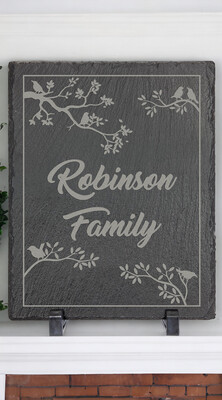 Personalized 10" x 8" Rectangle Slate Decor with Plastic Feet - Customized Family Name