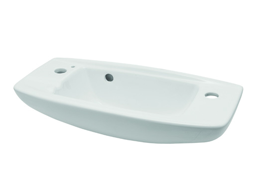 Small Cloakroom wash hand basin 500 x 255 2 tap hole white