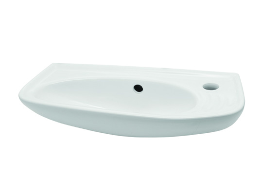 Small Cloakroom wash hand basin 500mm x 235mm 1 tap hole white