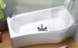 SANINOVA P SHAPED SHOWER BATH WITH FRONT PANEL 1500 X 880