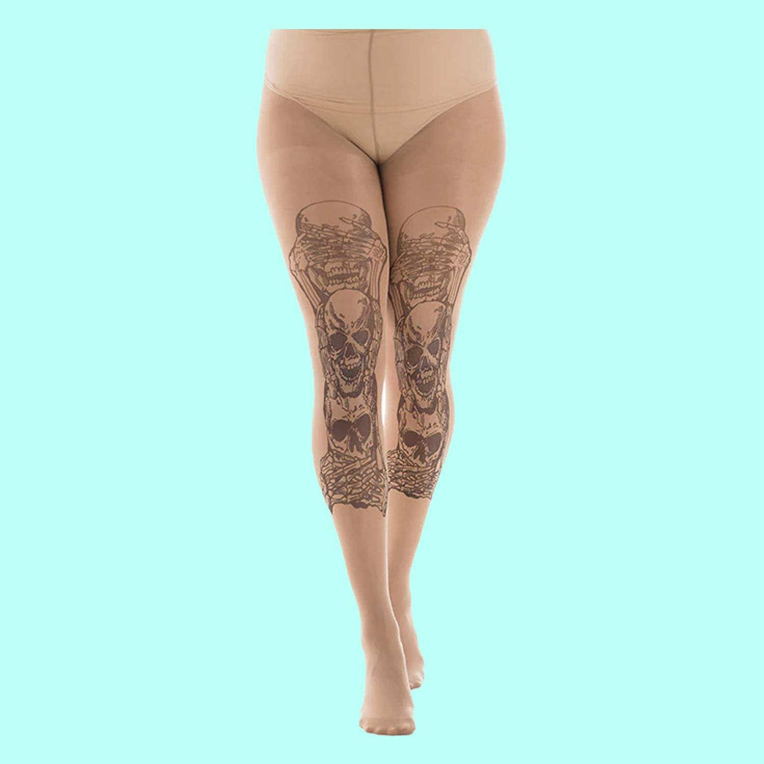 See, Hear, Speak No Evil Gothic Tattoo Printed Tights