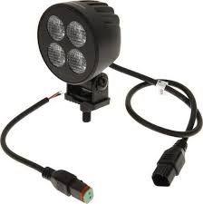 Faro de trabajo LED, 24 W, 2556 lm, redondo, 12/24 V, blanco, 83,9 x 99,5 x 59 mm enchufe Deutsch, luz de proyección, 4 LEDs