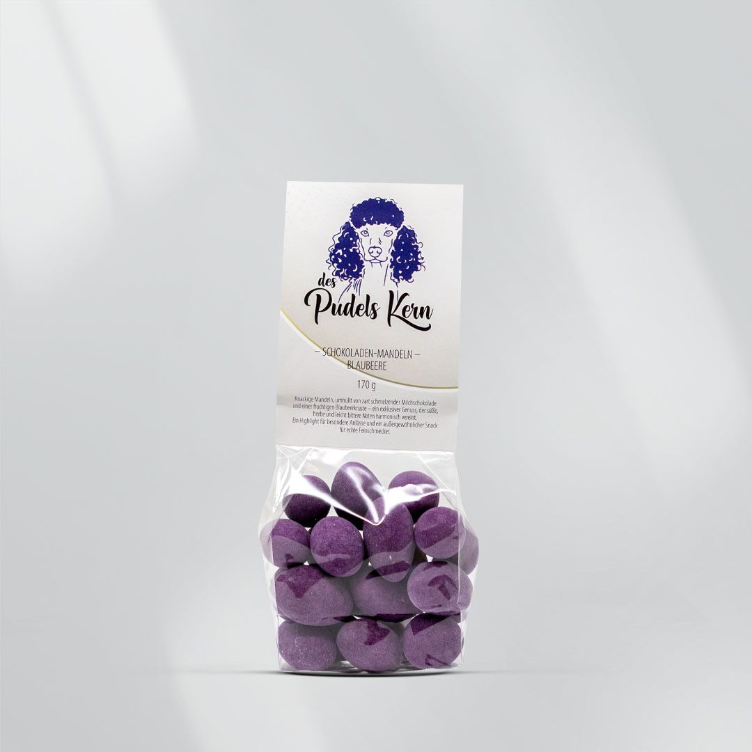 Mandeln in Milchschokolade mit Blaubeeraroma