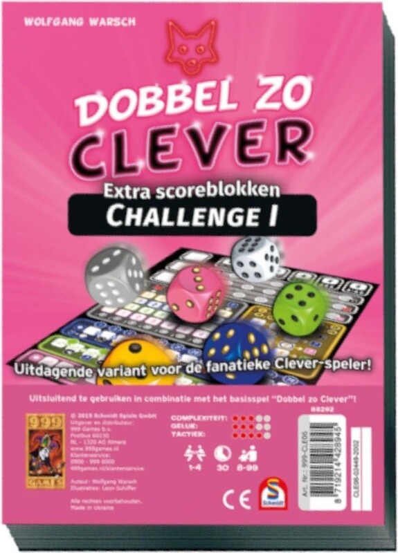 Dobbel zo clever challenge scoreblok