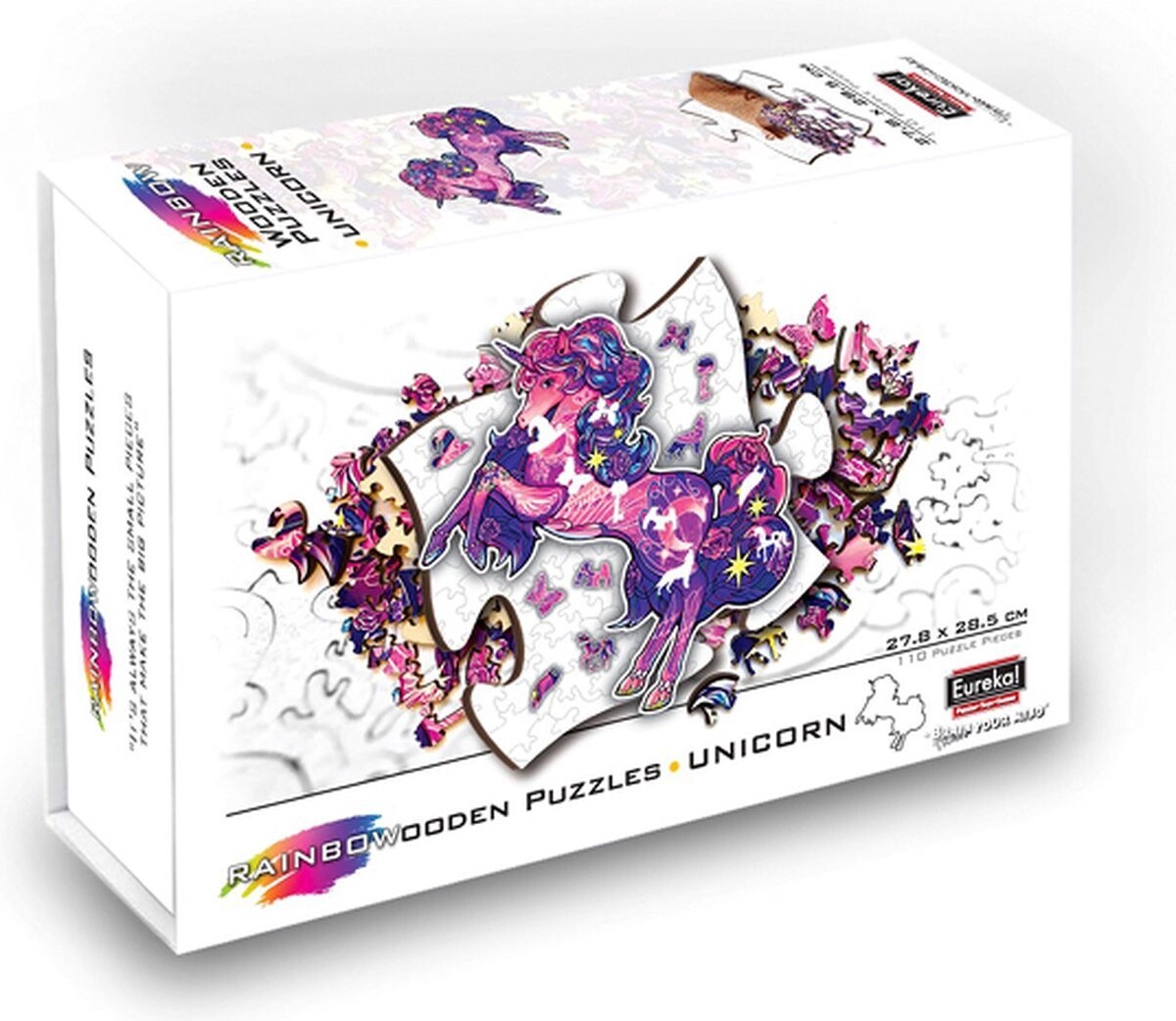 2D Regenboog houten Puzzel - Unicorn - 110 stukjes