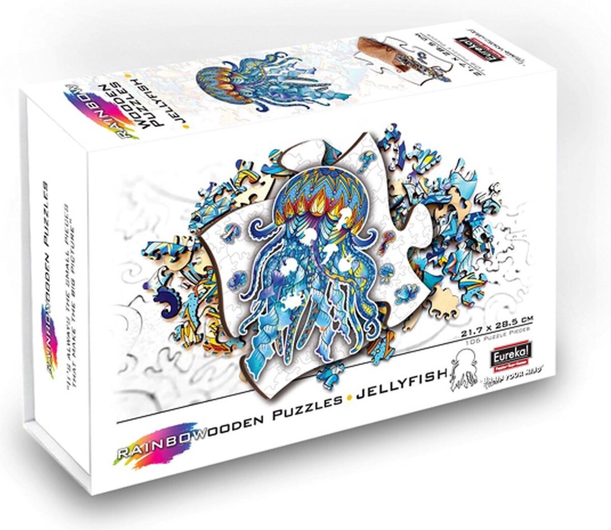 2D Regenboog houten Puzzel - Jellyfish - 106 stukjes