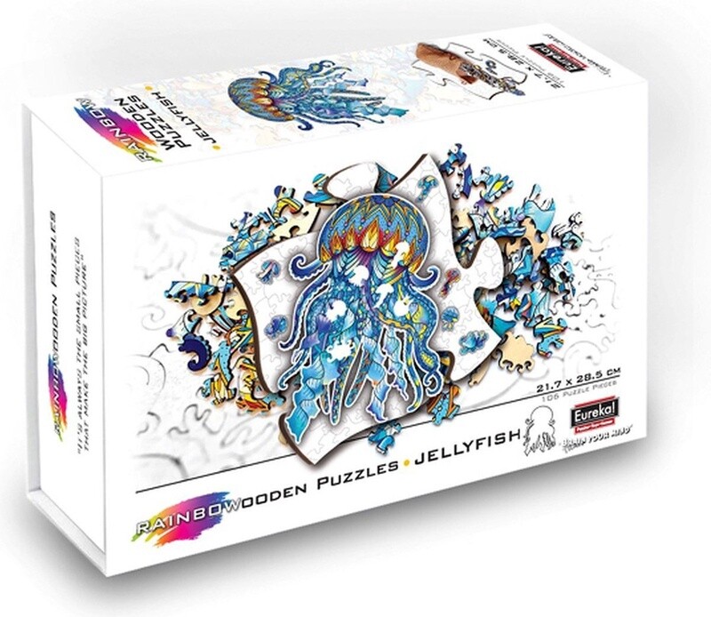 2D Regenboog houten Puzzel - Jellyfish - 106 stukjes