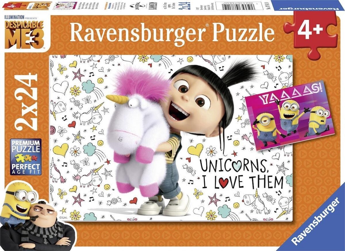Ravensburger Puzzel Despicable Me 3: Agnes en de Minions - 2x24 stukjes