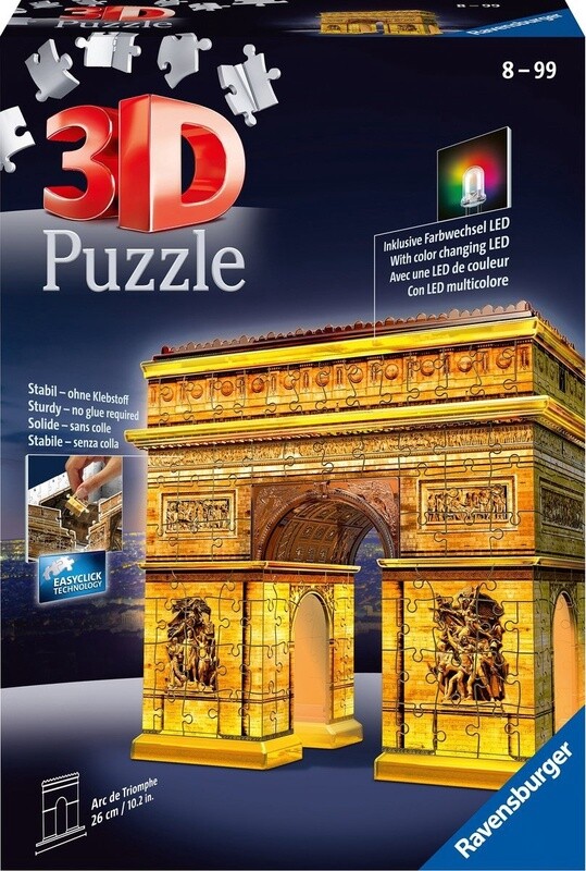 Ravensburger 3D puzzel Arc de Triomphe Night Edition  - 216 stukjes