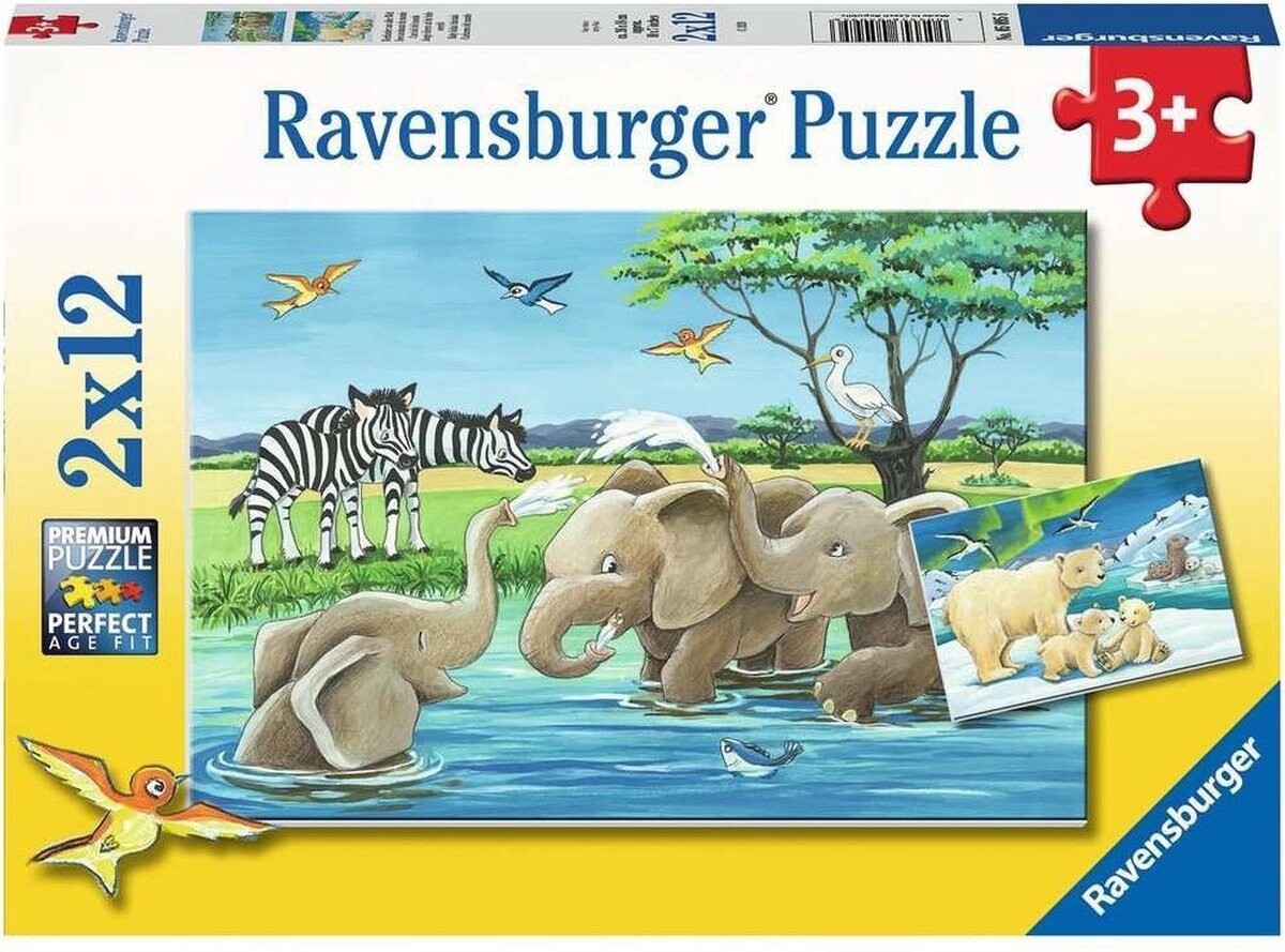Ravensburger Puzzel Jonge dieren uit de hele wereld - 2x12 stukjes
