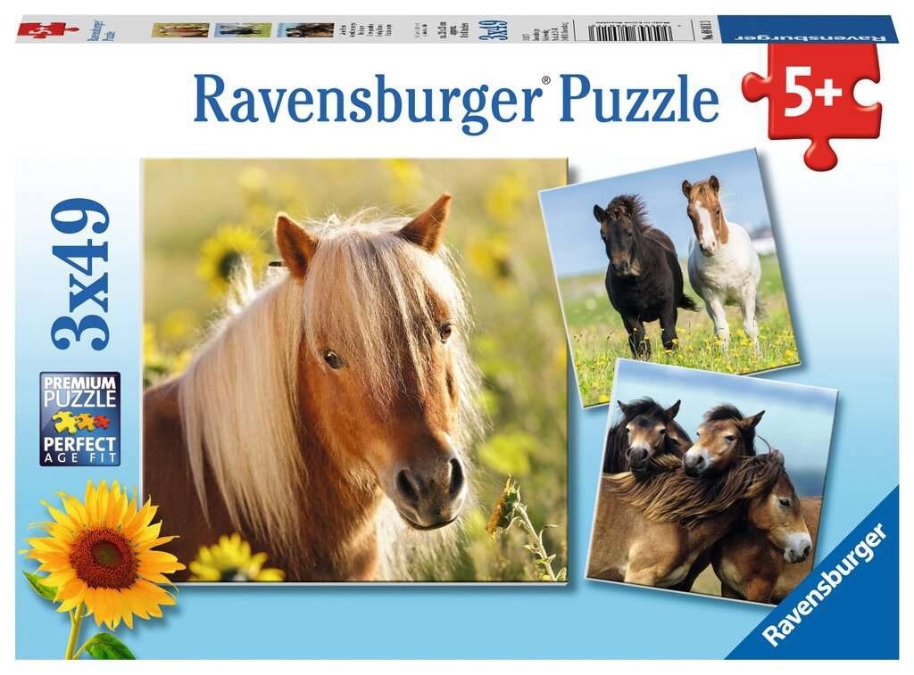 Ravensburger Puzzel Schattige ponys - 3x49 stukjes