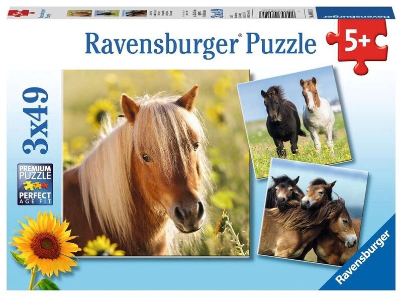 Ravensburger Puzzel Schattige ponys - 3x49 stukjes
