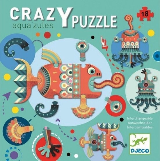 Vloer Puzzel crazy aqua&#39;zules - 18 stukjes