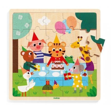 Houten Puzzel  verjaardagsfeestje - 25 stukjes