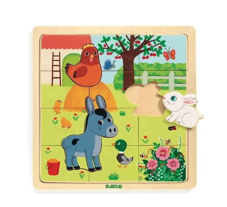 Houten Puzzel Boederij Dieren - 15 stukjes