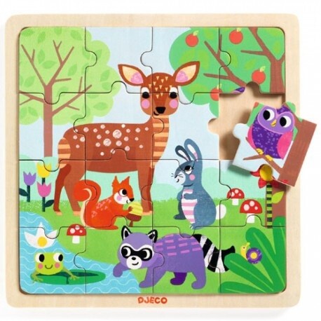 Houten Puzzel Bos Dieren - 16 stukjes