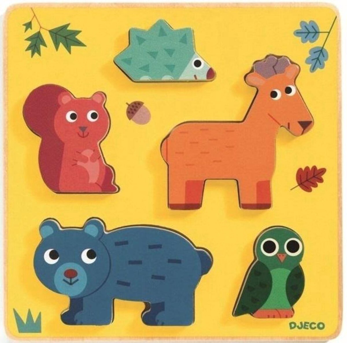 Houten Puzzel Bos Dieren Frimours - 5 stukjes