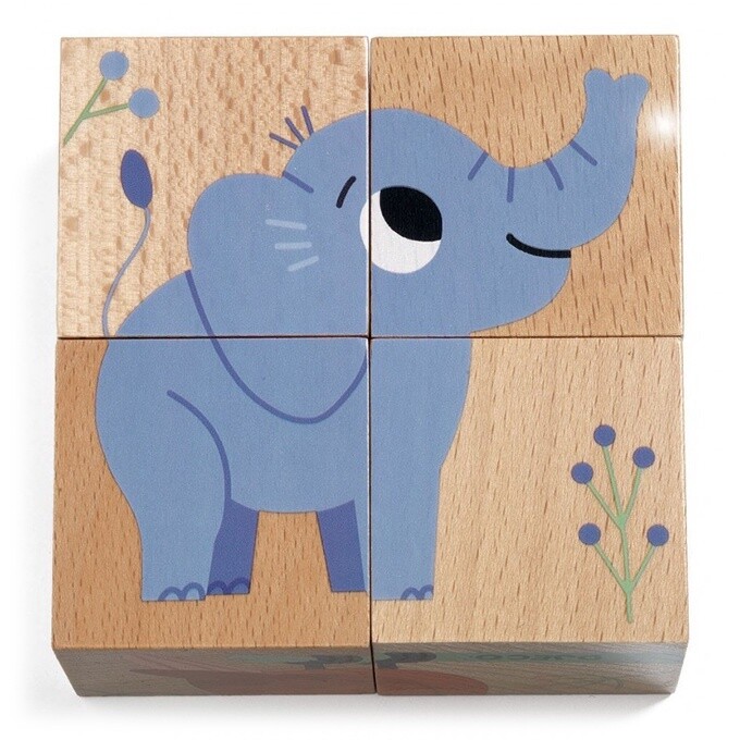 Houten Blok Puzzel Wild &amp; Co - 4 stukjes