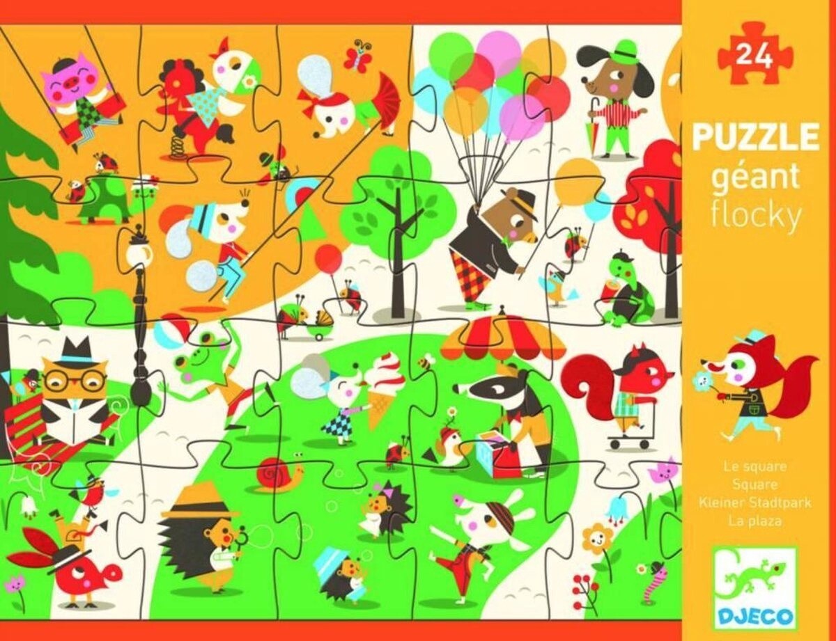 Vloer Puzzel Druk in het park - 24 stukjes