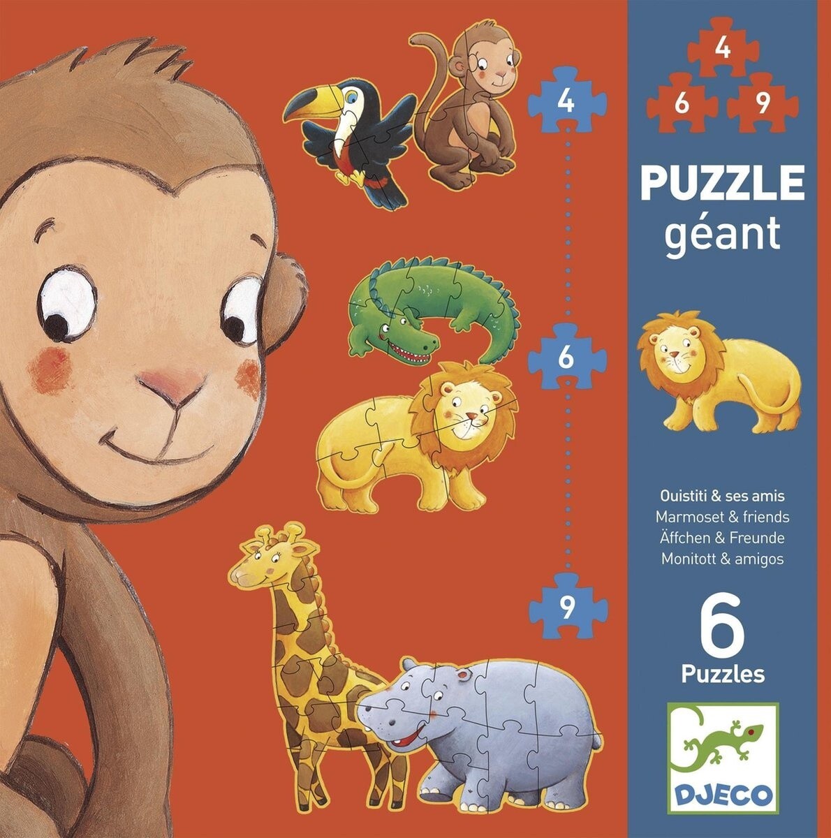 Vloer Puzzel 6 in 1 Marmoset en vrienden - 4, 6 en 9 stukjes