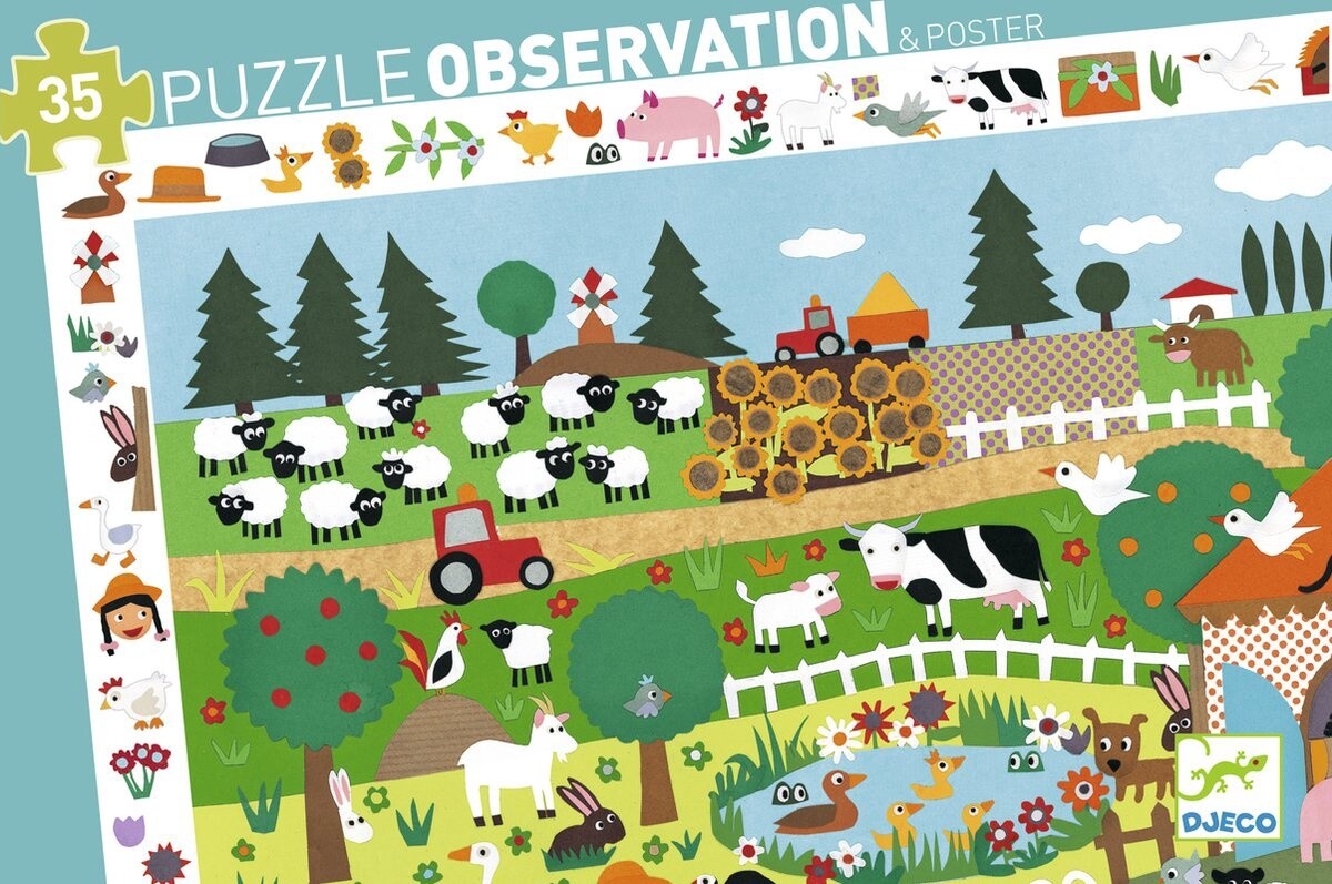 Observatie Puzzel Blij op de boerderij - 35 stukjes