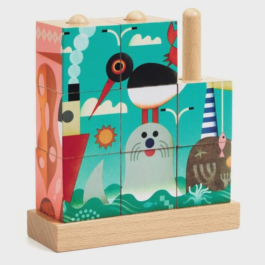 Houten Blok Puzzel Puzz-Up zee - 9 stuks