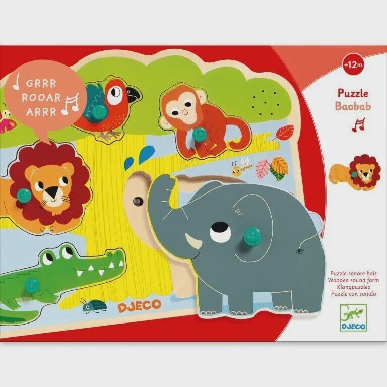 Houten Knop Puzzel Baobab - 5 stukjes