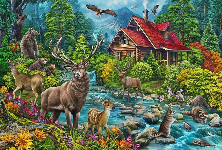 Red-roofed Cabin Puzzel - 2000 stukjes