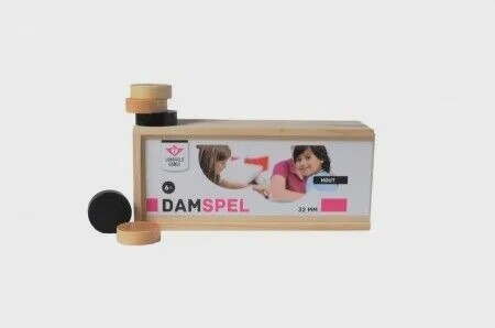 Damstenen 32 mm hout blank/zwart