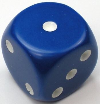 d6 12mm opaque blue/white