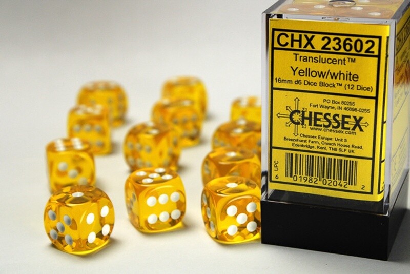 d6 16mm translucent Yellow/White