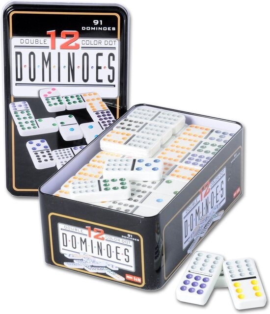 Domino Dubbel 12 Kleur in tin