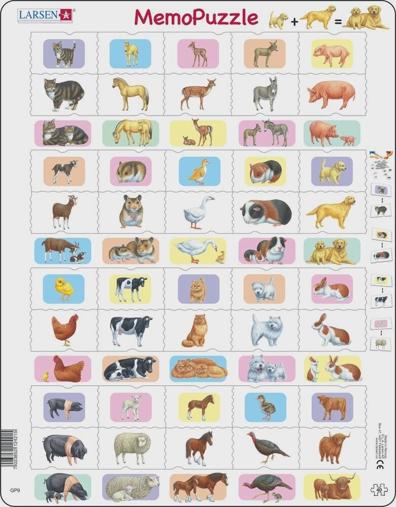 Larsen Memo Puzzel Ouder- En Babydieren Junior - 40 Stukjes