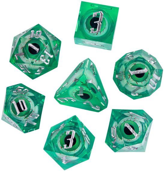 Liquid Groen D&amp;D set dice Met oog