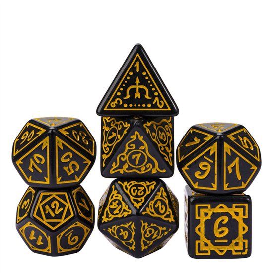 Druids Cove D&amp;D Dice set Zwart Geel
