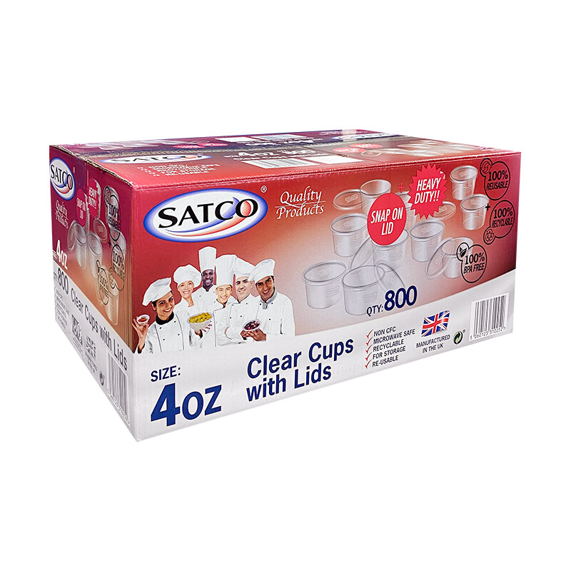 Satco 4oz Clear Cups &amp; Lids 800pcs