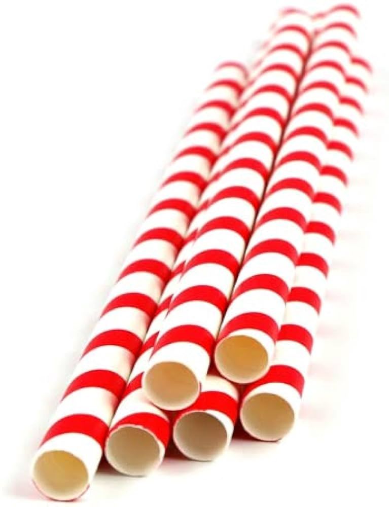 Straight Cut Paper Straw Red Stripe 9&quot; 250pcs