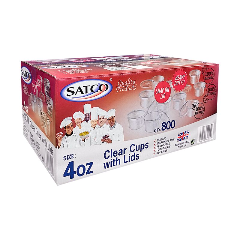 Satco 4oz Clear Cups &amp; Lids 800pcs