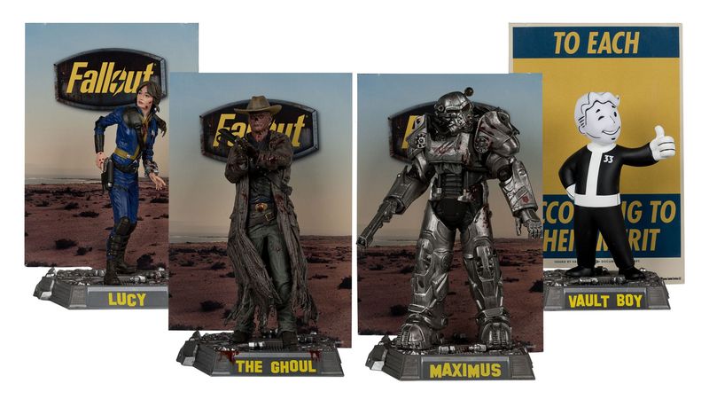 Fallout pack 4 statuettes PVC Movie Maniacs Lucy, Maximus, The Ghoul &amp; Vault Boy 15 cm