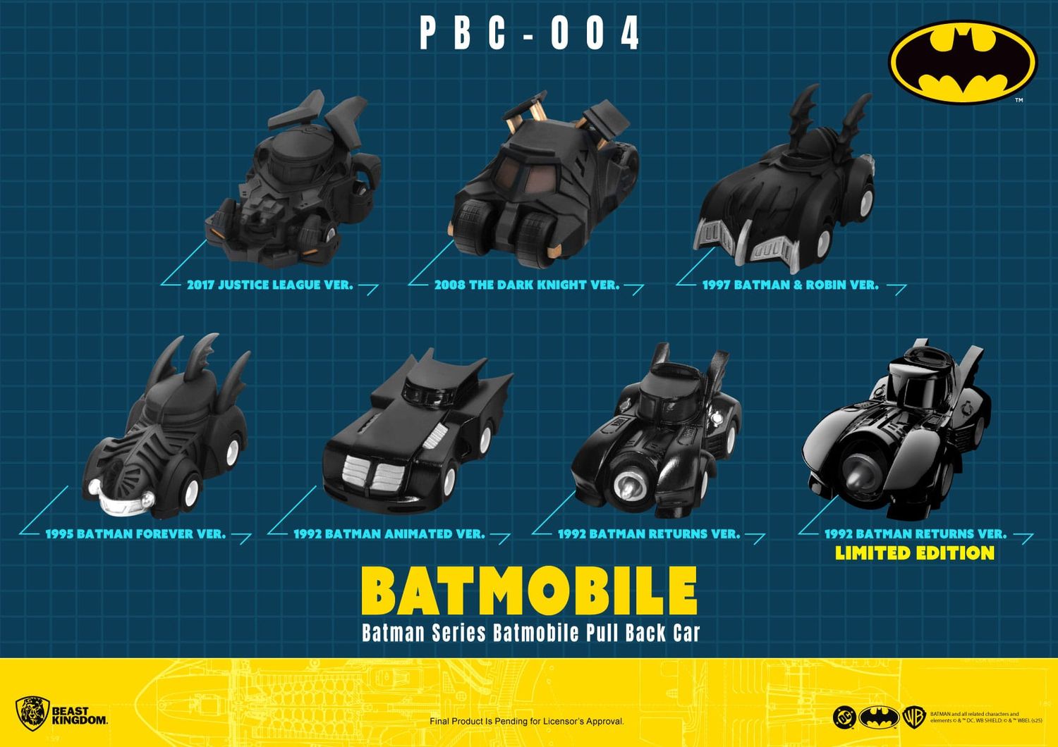 Batman Pull Back Car Series pack 6 voitures à friction Blind Box