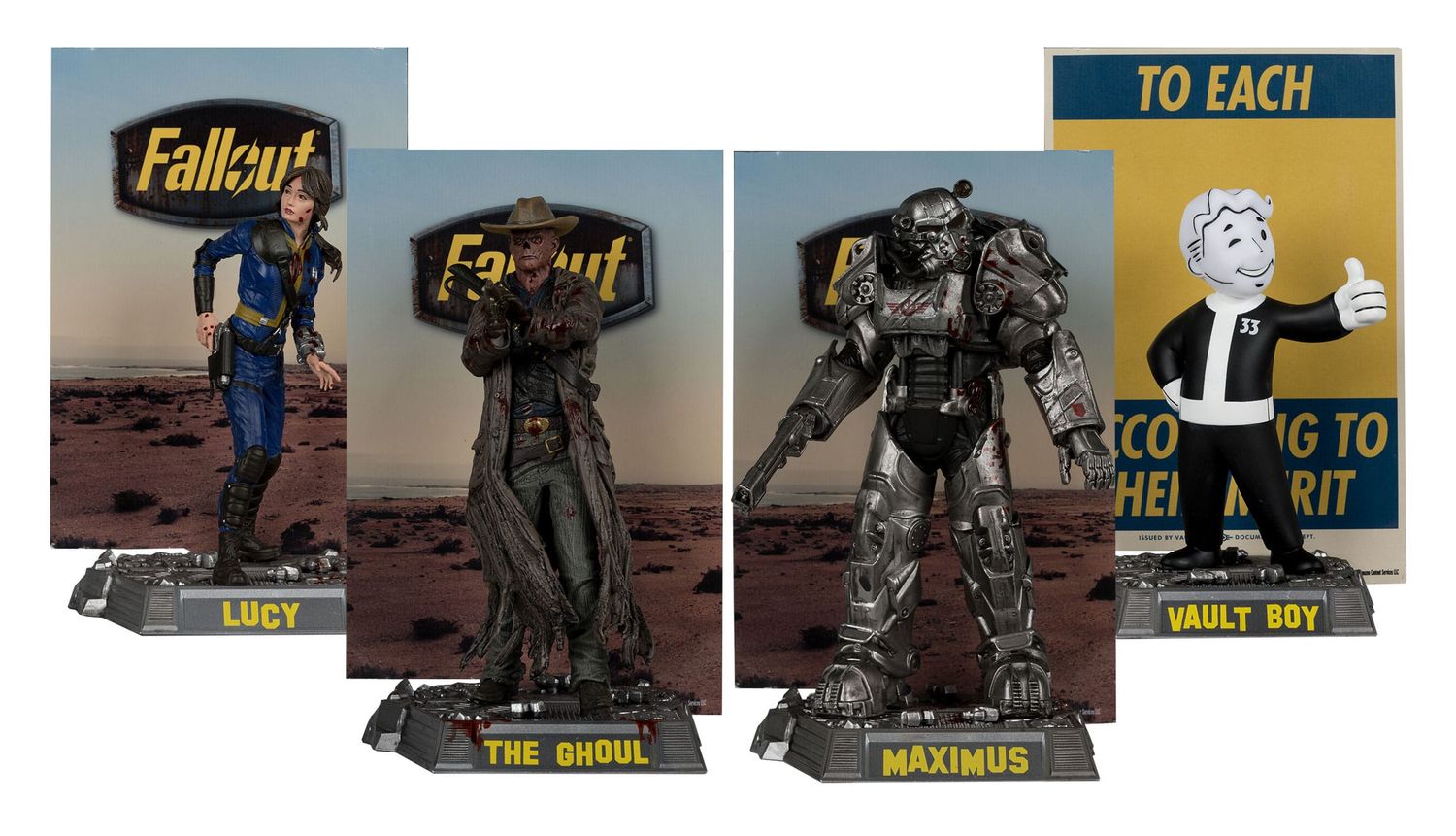Fallout pack 4 statuettes PVC Movie Maniacs Lucy, Maximus, The Ghoul & Vault Boy 15 cm Fallout pack 4 statuettes PVC Movie Maniacs Lucy, Maximus, The Ghoul & Vault Boy 15 cm