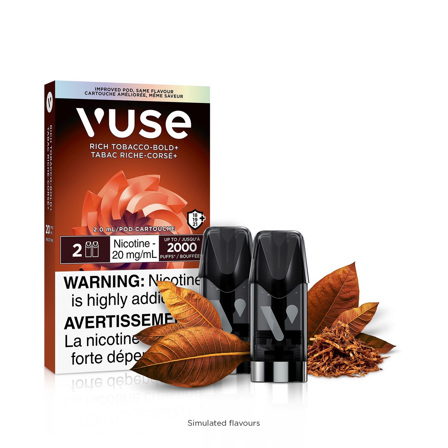 VUSE EPODS FLAVOURS 20MG BOLD+ ONTARIO, FLAVOURS: RICH TOBACCO