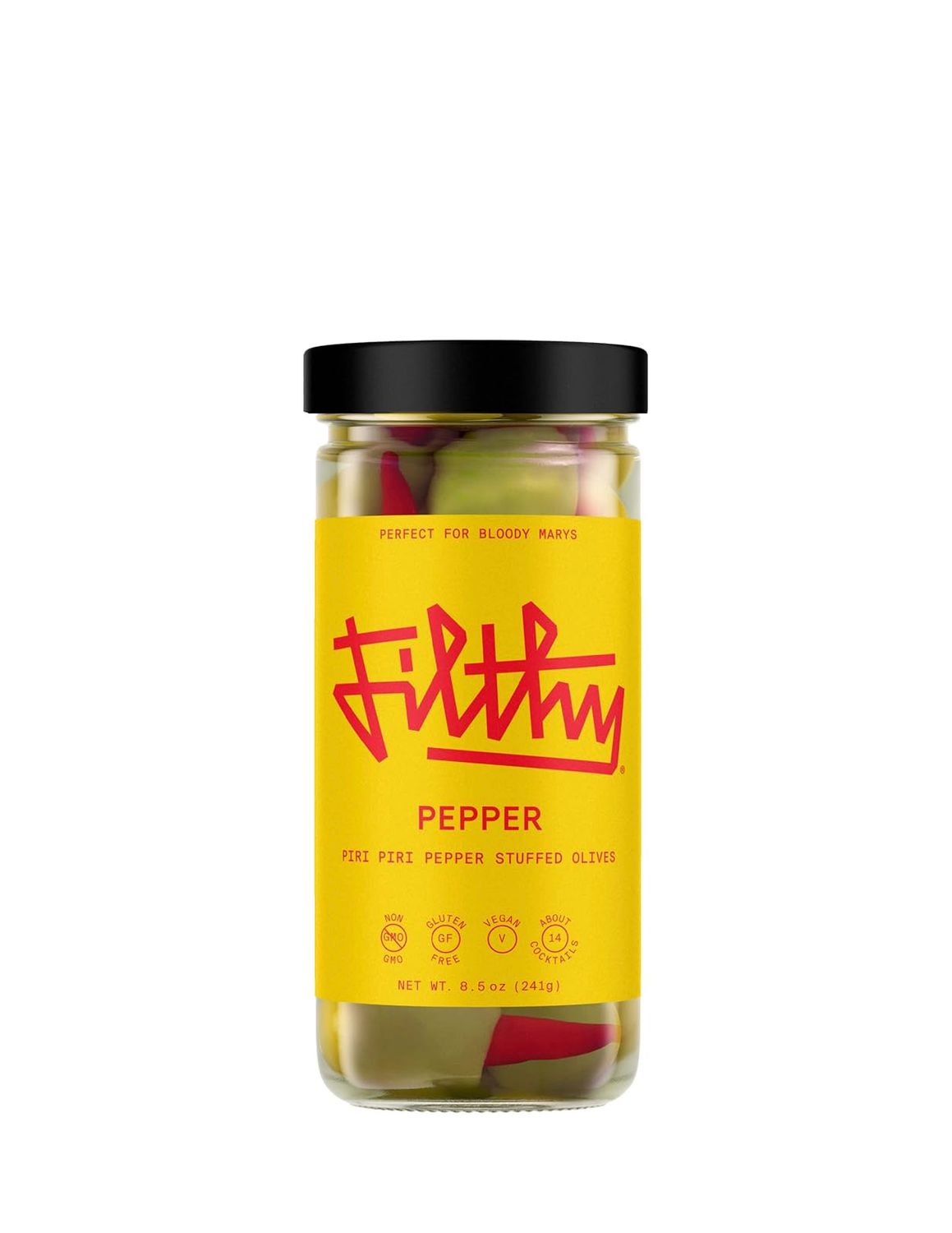 Filthy Food Pepper Olives · 8.5 oz