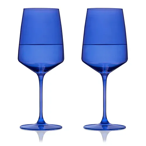 Viski Nouveau Crystal Wine Glass - Cobalt - set of 2