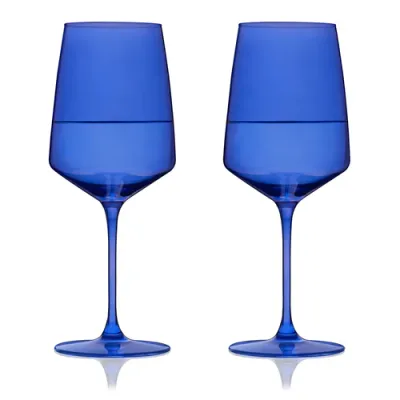 Viski Nouveau Crystal Wine Glass - Cobalt - set of 2