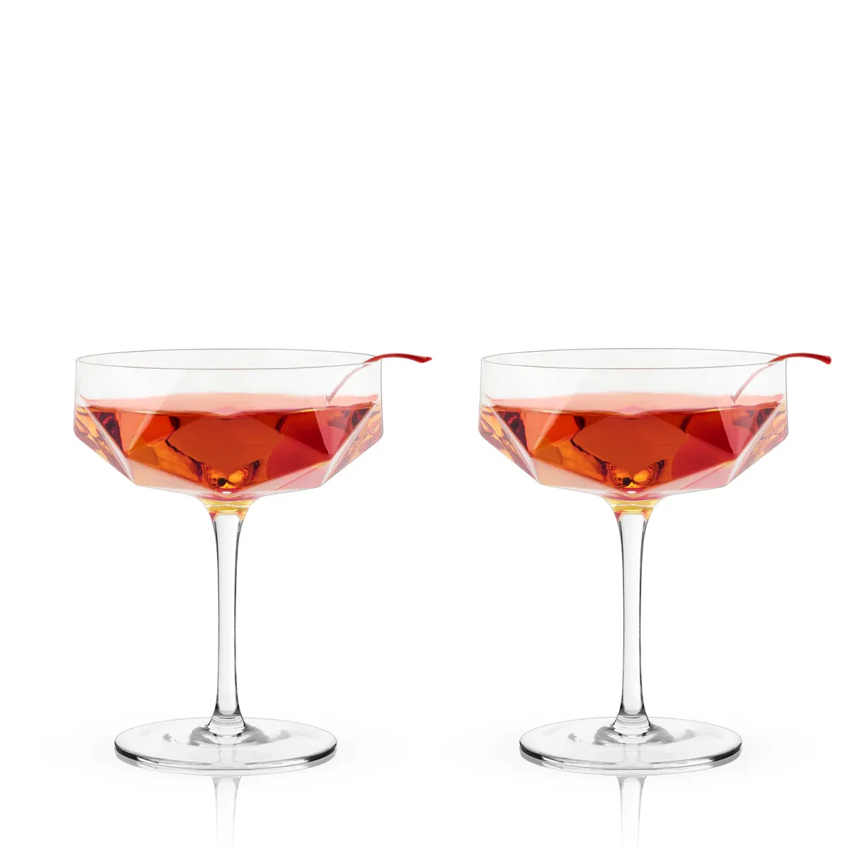 Seneca Faceted Crystal Coupe Set of 2